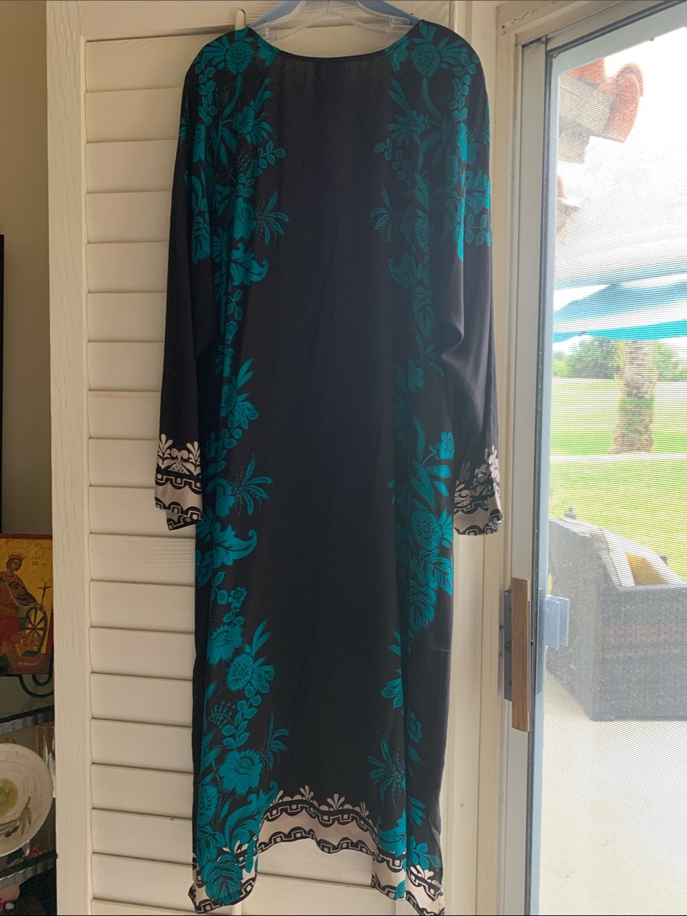 Johnny Was Teal, Black & Cream Embroidered Long Sleeve dress - Picture 5 of 8